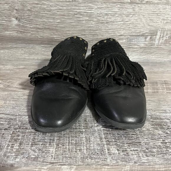 OTBT Womens Black Gleam Leather Mules Loafer Slides Size 8.5M - Picture 3 of 11